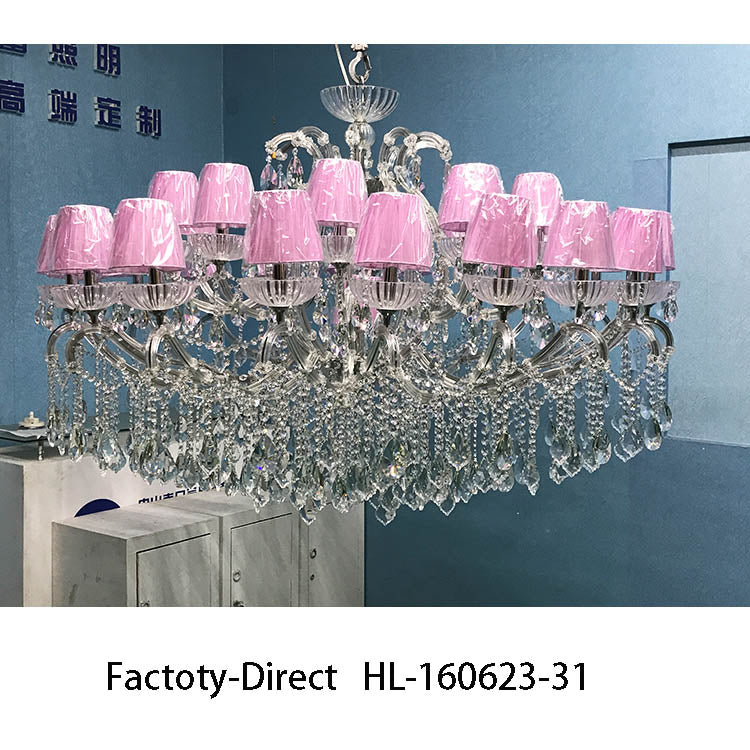 【直営工場】HL-160623-31💎 紫色布艺灯罩大空层水晶吊灯:浪漫紫韵与奢华水晶的震撼之作 💎