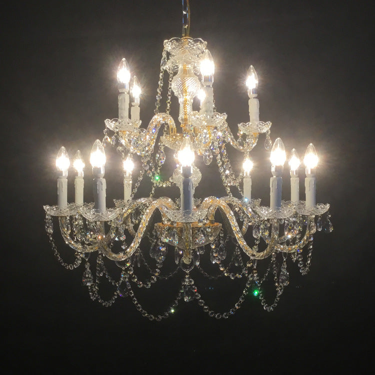 Factory-Direct】HL-708-15SERIES💎 Best-Selling 708 Series 15-Light Classic Crystal Chandelier: Grand Elegance & Radiant Brilliance 💎