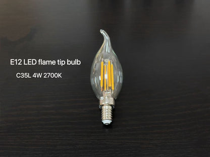 【Factory-Direct】E12/E14/E17/110V  Flame Tip Candle LED Bulb 💡 Vintage Edison LED Filament Light Bulb — Timeless Aesthetics Meets Modern Energy Efficiency MOQ 100pcs
