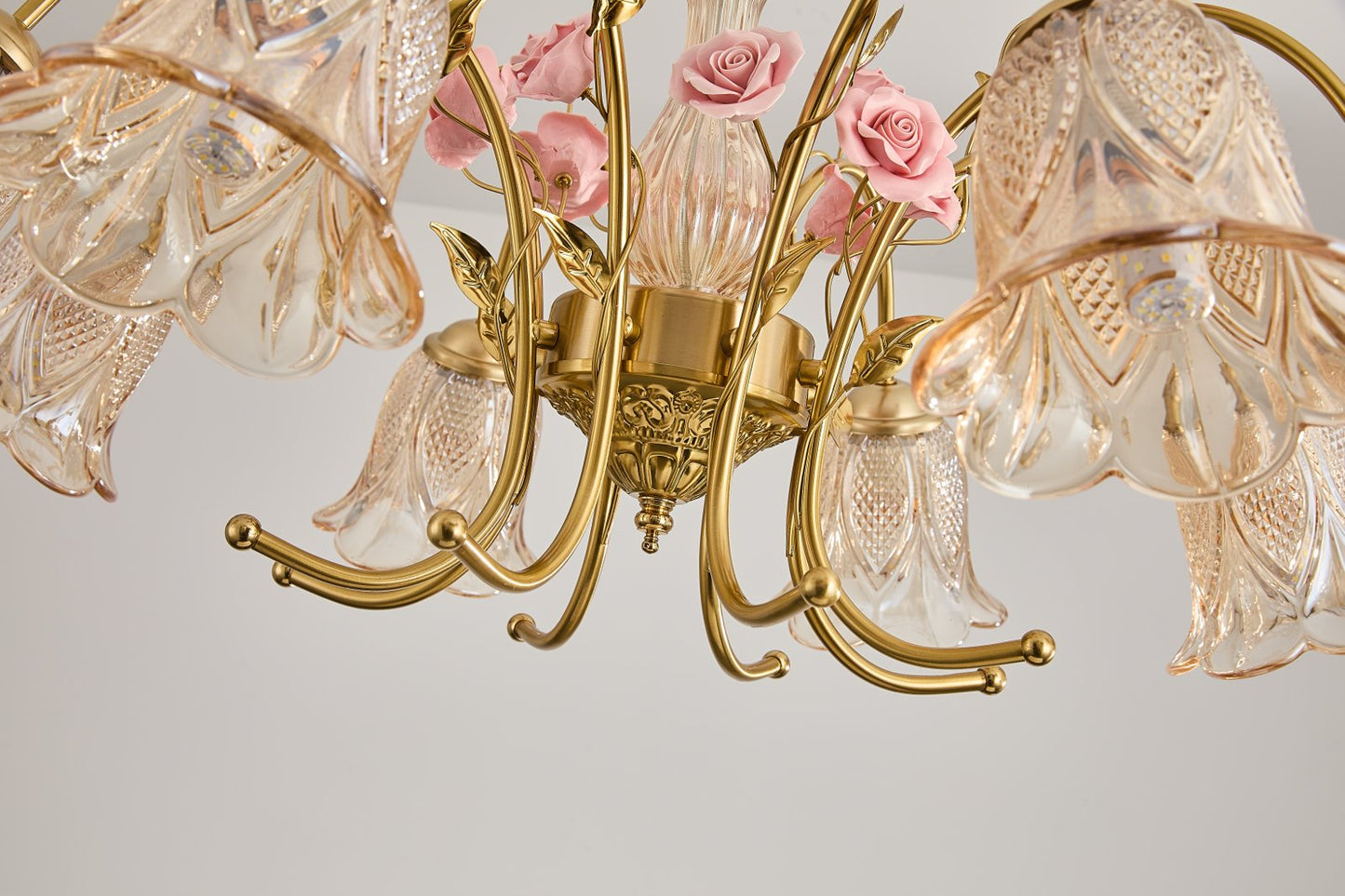 【Factory-Direct】HL-6809*8L💎 GRAND PARISIAN COURT CHANDELIER: ROCOCO CERAMIC ROSE 💎