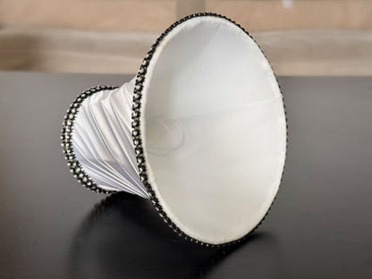 【Factory-Direct】💎 HOLLYWOOD REGENCY GLAMOUR SHADE: WHITE SATIN WITH DUAL-ROW RHINESTONE TRIM 💎100PCS