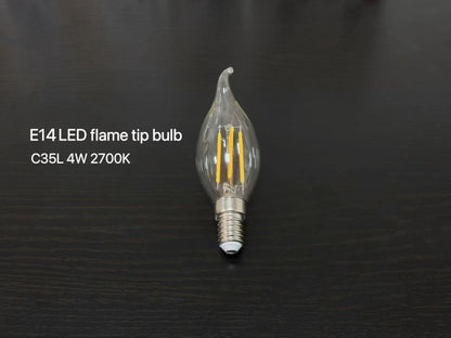 【Factory-Direct】E12/E14/E17/110V  Flame Tip Candle LED Bulb 💡 Vintage Edison LED Filament Light Bulb — Timeless Aesthetics Meets Modern Energy Efficiency MOQ 100pcs