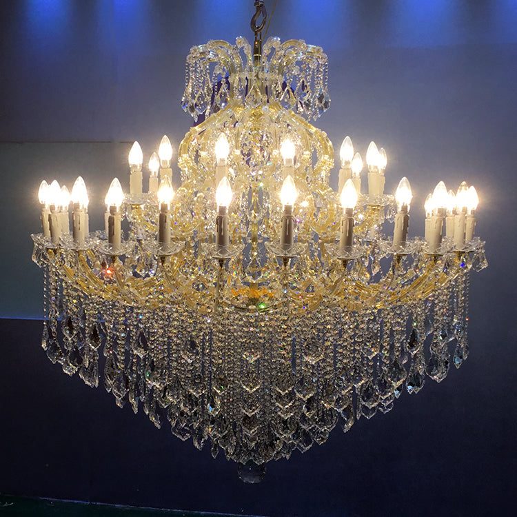 【直営工場】HL-1921-42💎 豪奢金色夹片水晶大吊灯：W1400*H1400mm 新古典殿堂级艺术灯 💎