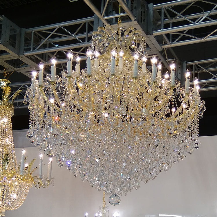 【直営工場】HL-1921-42💎 豪奢金色夹片水晶大吊灯：W1400*H1400mm 新古典殿堂级艺术灯 💎