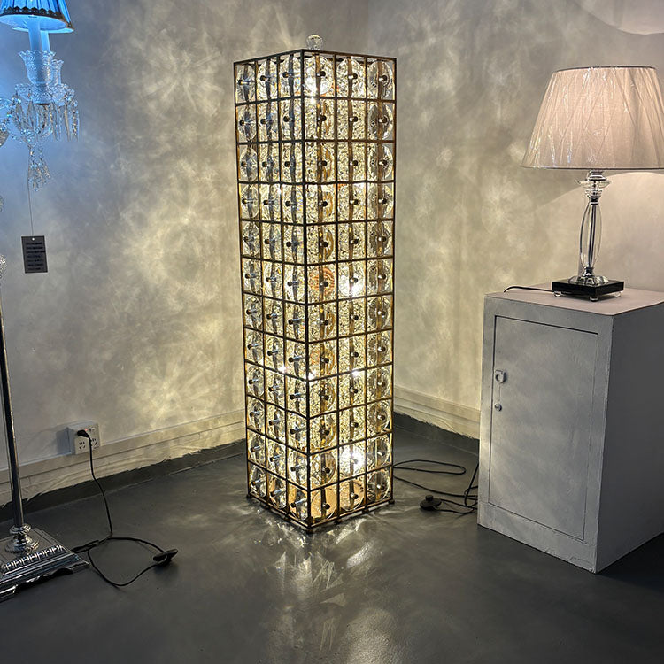 【Factory-Direct】HL-6009F-20💎 145-Disc Scalloped Crystal Column Floor Lamp: Architectural Elegance & Luminous Brilliance 💎