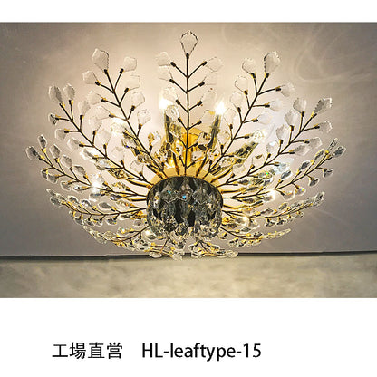 【工場直営】HL-leaftype-15 💎  メープルリーフ 枝型 シーリングライト：自然美と絢爛な光影が織利なすアート空間 💎