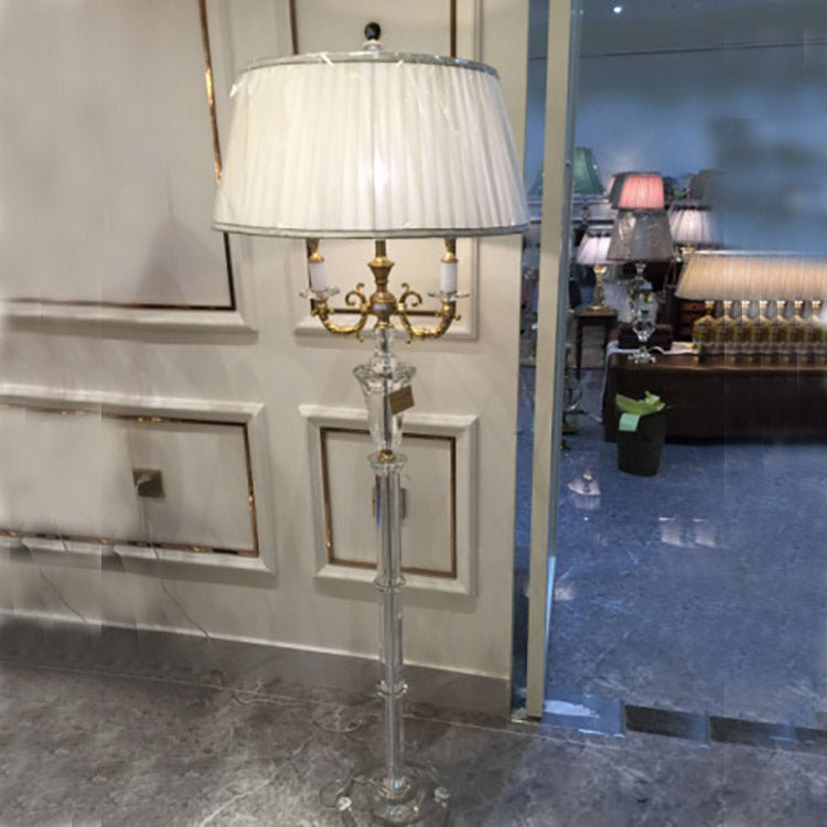 【直営工場】HL-1602-2L💎 通体水晶柱豪宅落地灯：传世黄铜单头新古典艺术灯 💎