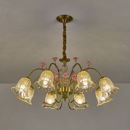 【Factory-Direct】HL-6809*8L💎 GRAND PARISIAN COURT CHANDELIER: ROCOCO CERAMIC ROSE 💎