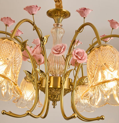 【Factory-Direct】HL-6809*8L💎 GRAND PARISIAN COURT CHANDELIER: ROCOCO CERAMIC ROSE 💎