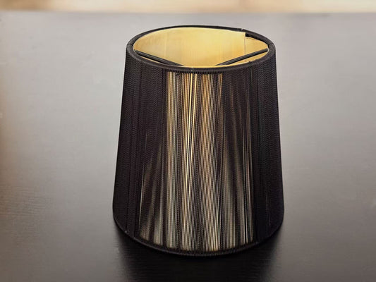 【Factory-Direct】💎 MID-CENTURY MODERN STRING SHADE: BLACK PLEATED WITH WARM YELLOW LINER 💎100PCS