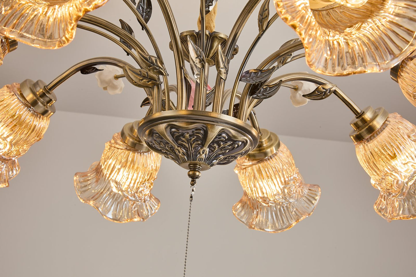 【Factory-Direct】HL-6808*8L💎 ARTISAN CERAMIC ROSE CHANDELIER: 8-LIGHT FRENCH AMBER 💎